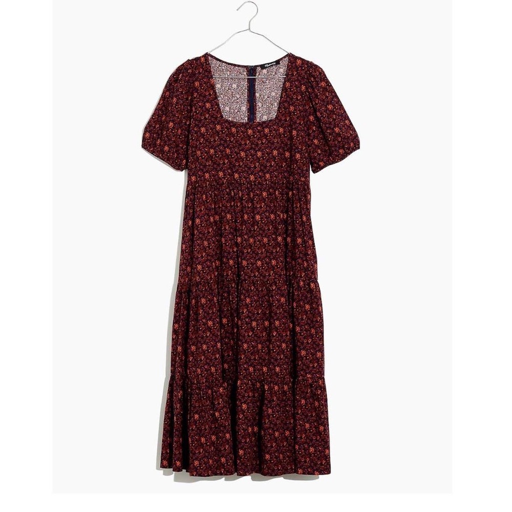 Madewell Aidy Square-Neck Tierd Midi Dress in
Floral Orchid